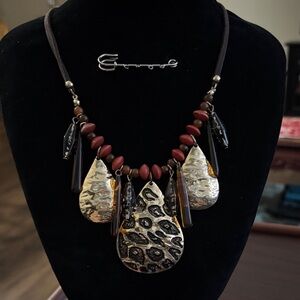 Chico's Gold and Brown Teardrop Necklace